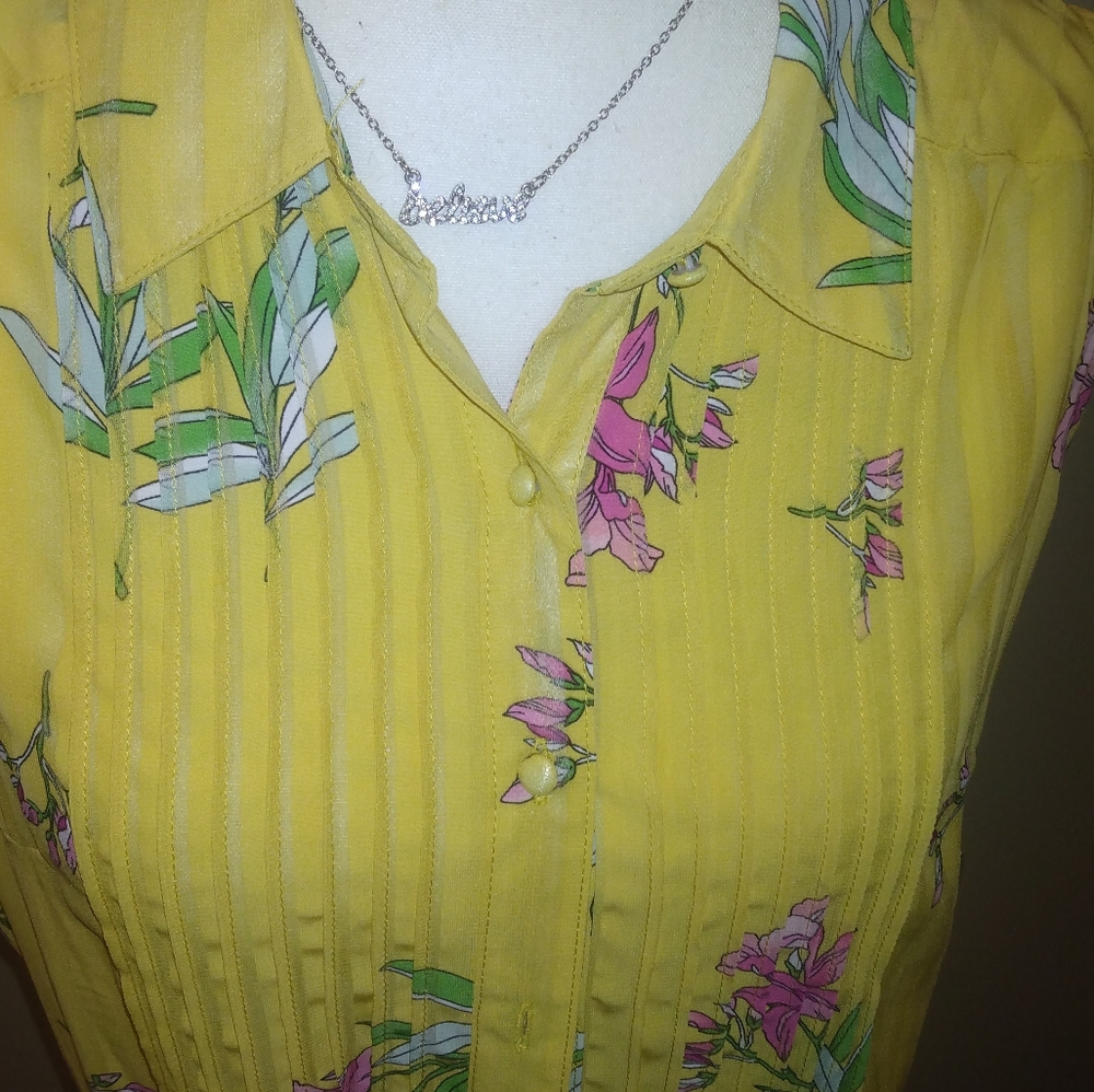 Nanette Lepore Yellow Floral Midi Dress - Picture 5 of 7